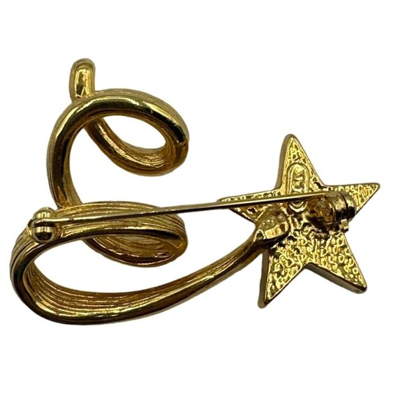 Anne Klein Shooting Star Brooch Pin Gold Tone Rising Star Vintage Swirl - Picture 6 of 10